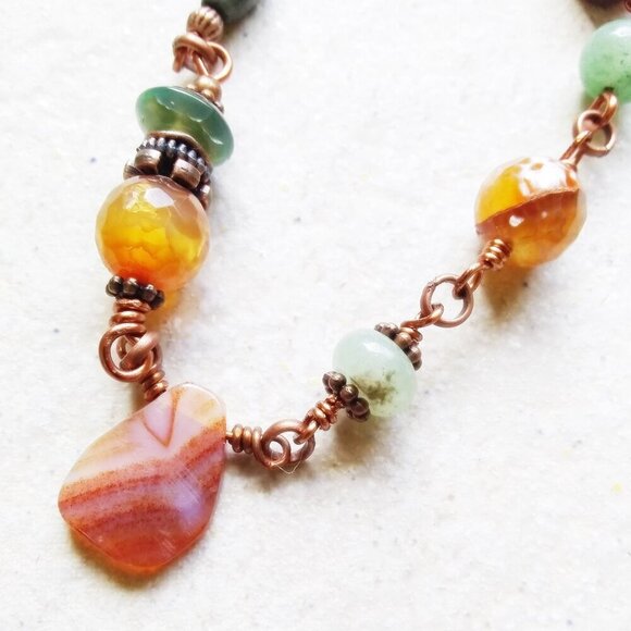 Festival Bracelet - Unique & Handmade! Colorful Semi-Precious Stones Boho Gypsy - Picture 8 of 14